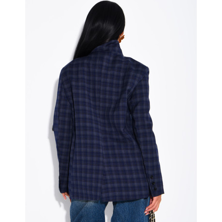 Blazer col montant oversize à carreaux
