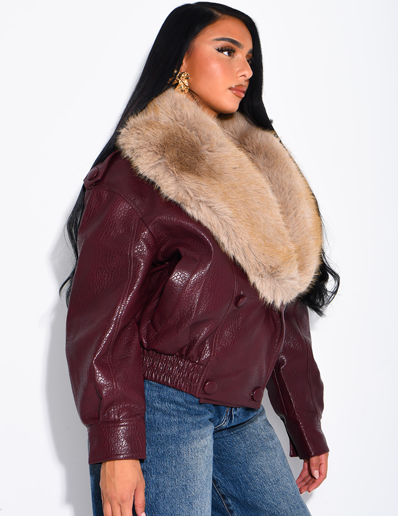 Grained faux leather jacket...