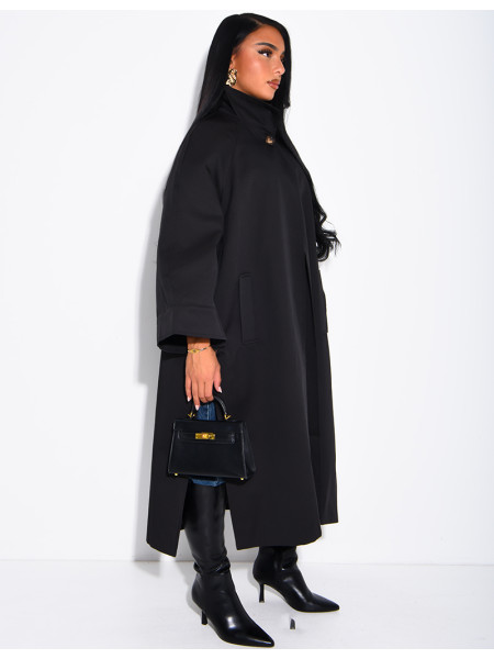Oversize-Trenchcoat mit Stehkragen und Seitenschlitzen