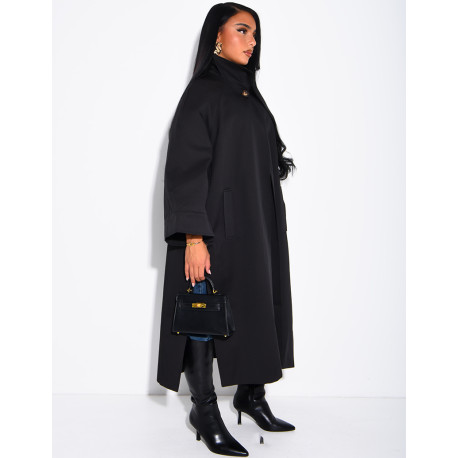 Oversize-Trenchcoat mit Stehkragen und Seitenschlitzen