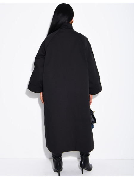 Oversize-Trenchcoat mit Stehkragen und Seitenschlitzen