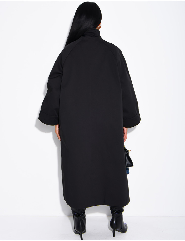 Oversize-Trenchcoat mit Stehkragen und Seitenschlitzen