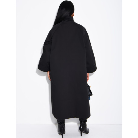 Oversize-Trenchcoat mit Stehkragen und Seitenschlitzen