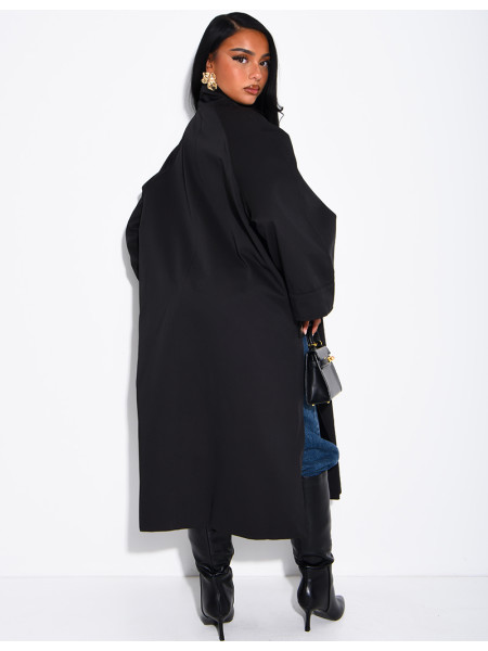 Oversize-Trenchcoat mit Stehkragen und Seitenschlitzen