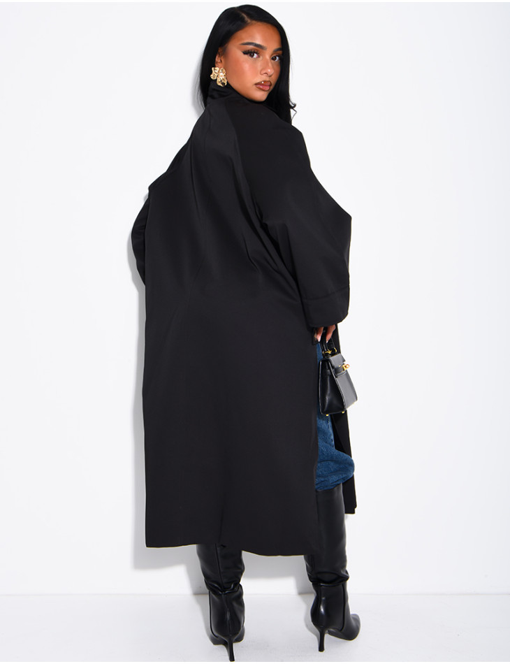 Oversize-Trenchcoat mit Stehkragen und Seitenschlitzen