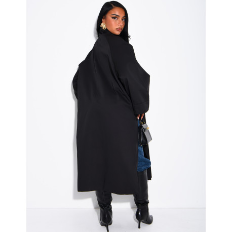 Oversize-Trenchcoat mit Stehkragen und Seitenschlitzen