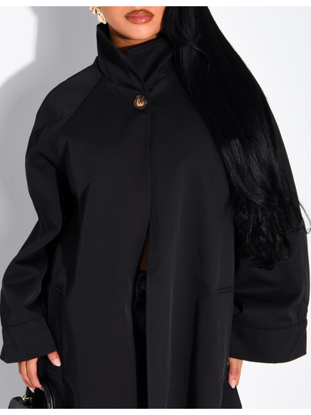 Oversize-Trenchcoat mit Stehkragen und Seitenschlitzen