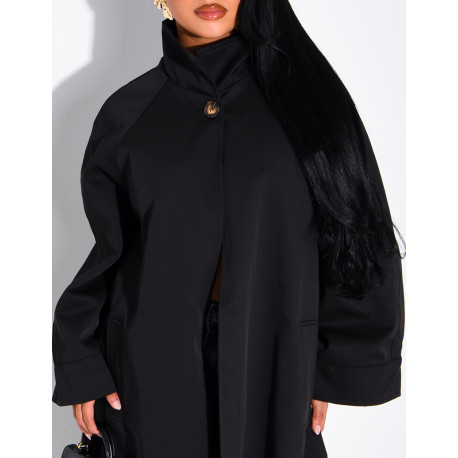 Oversize-Trenchcoat mit Stehkragen und Seitenschlitzen