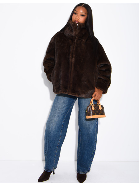 Veste en fausse fourrure premium col montant