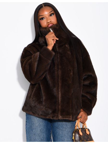 Veste en fausse fourrure premium col montant