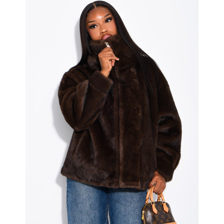 Veste en fausse fourrure premium col montant