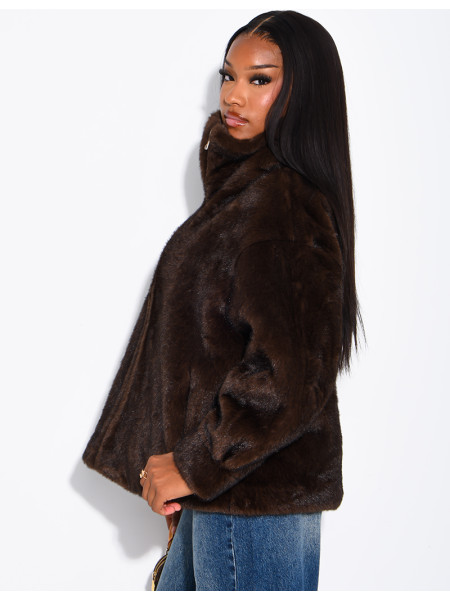 Veste en fausse fourrure premium col montant