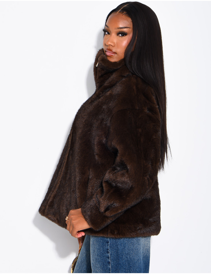 Veste en fausse fourrure premium col montant