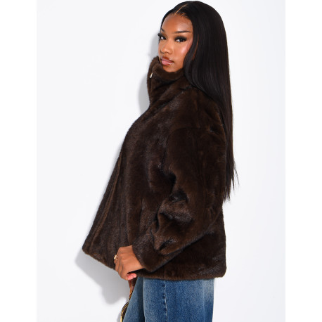 Veste en fausse fourrure premium col montant