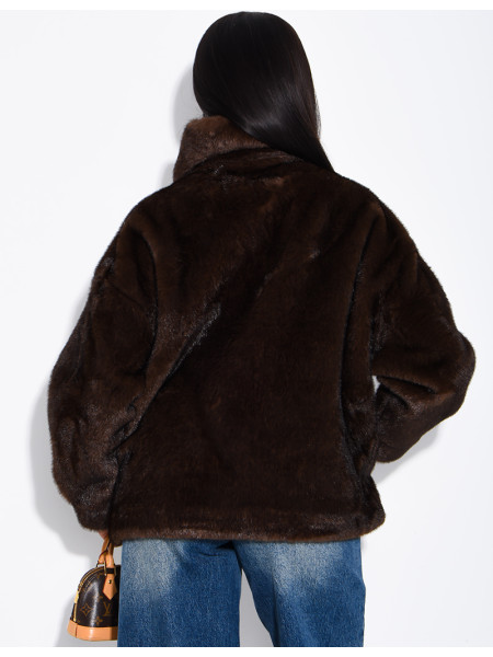Veste en fausse fourrure premium col montant