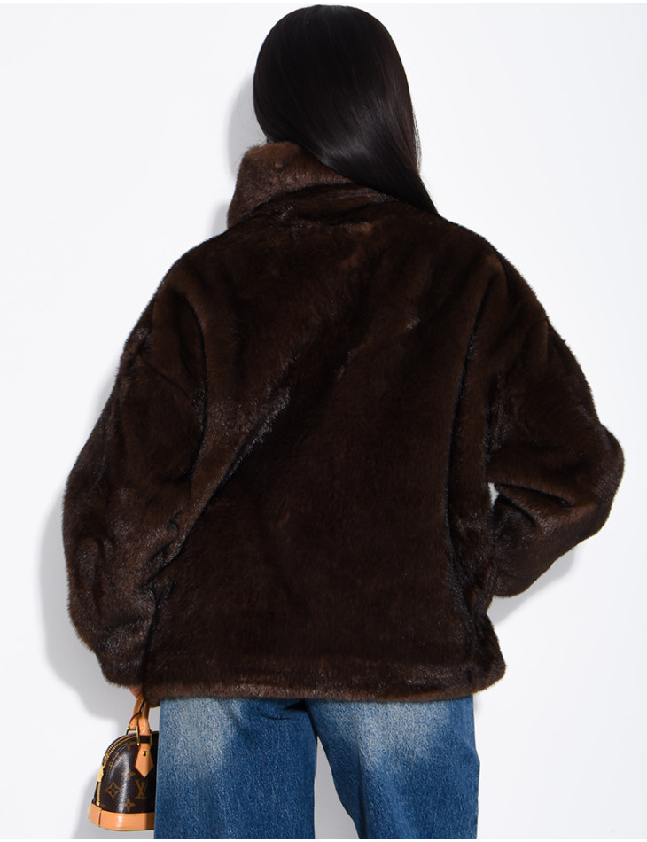 Veste en fausse fourrure premium col montant