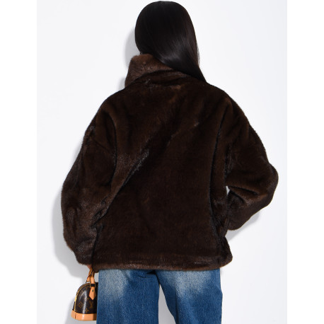 Veste en fausse fourrure premium col montant