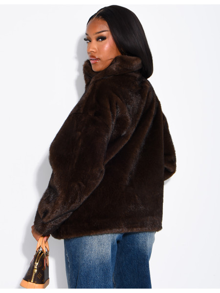 Veste en fausse fourrure premium col montant
