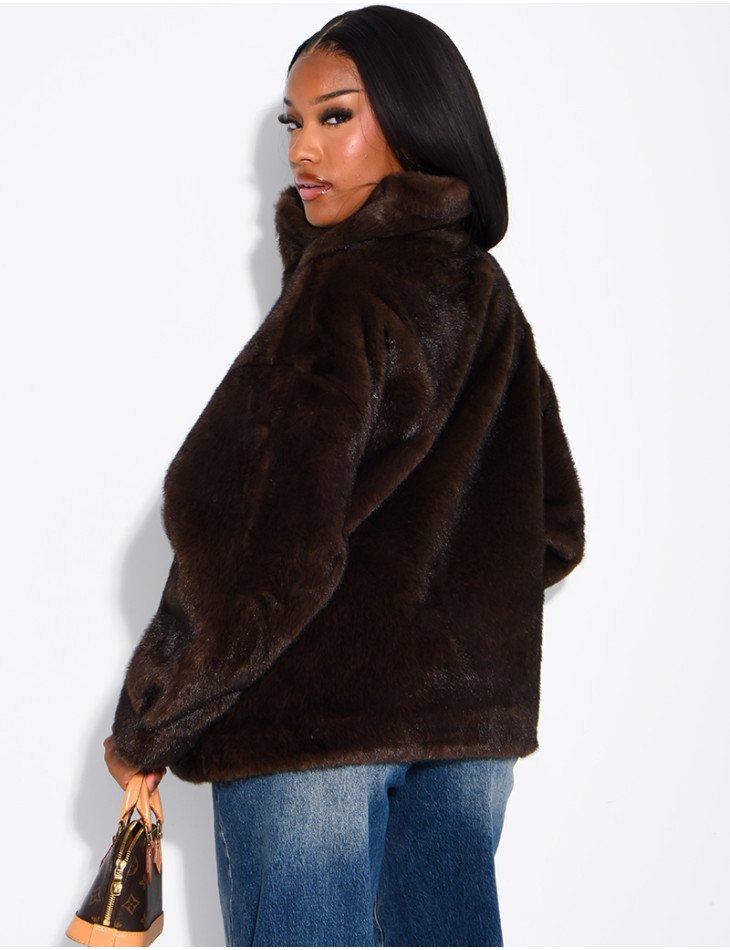 Veste en fausse fourrure premium col montant