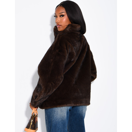 Veste en fausse fourrure premium col montant