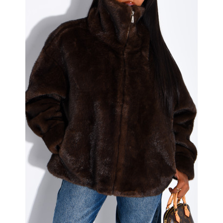 Veste en fausse fourrure premium col montant