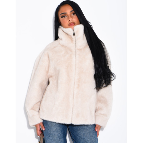Veste en fausse fourrure premium col montant