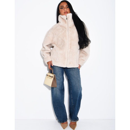 Veste en fausse fourrure premium col montant