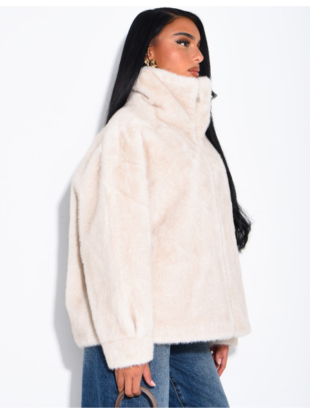Veste en fausse fourrure premium col montant