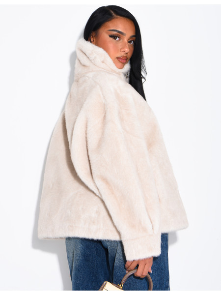 Veste en fausse fourrure premium col montant