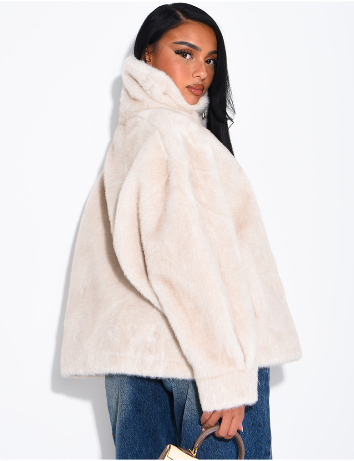 Veste en fausse fourrure premium col montant