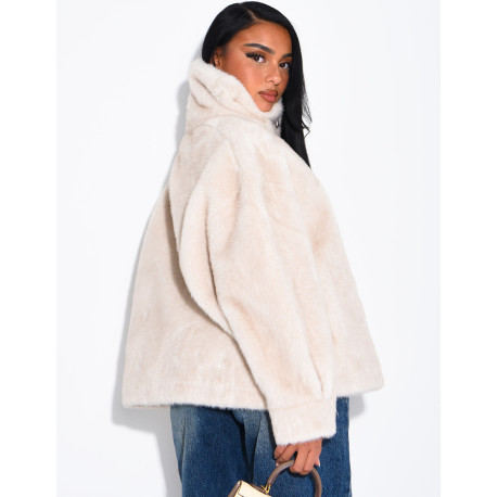 Veste en fausse fourrure premium col montant