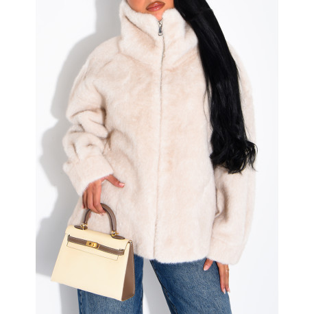 Veste en fausse fourrure premium col montant
