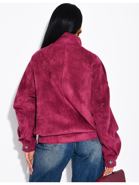 Suede-look jacket with Asian-style button placket