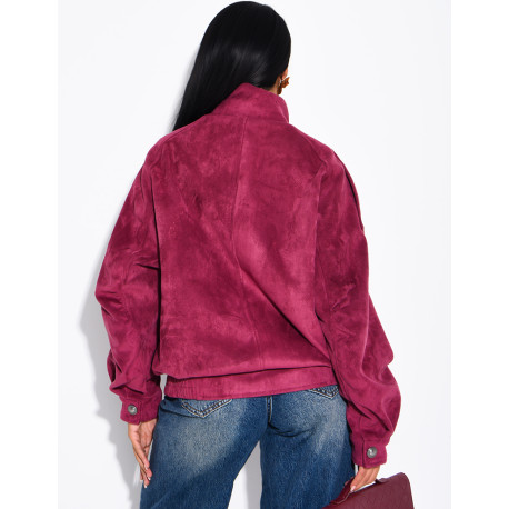 Suede-look jacket with Asian-style button placket