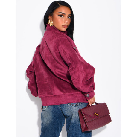 Suede-look jacket with Asian-style button placket