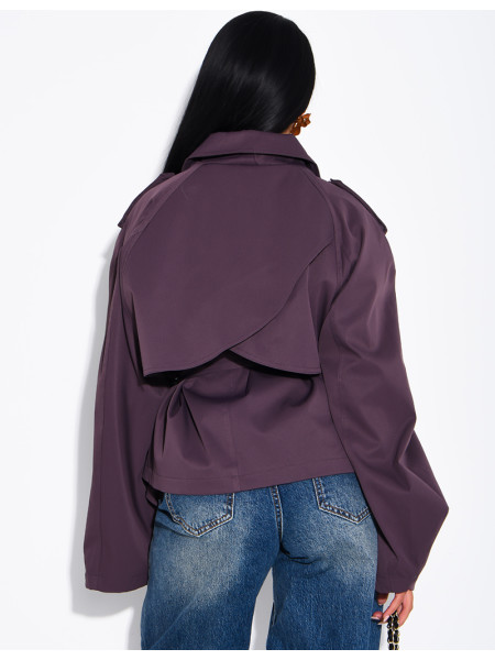 Kurzer Trenchcoat mit Stehkragen, in der Taille zu binden