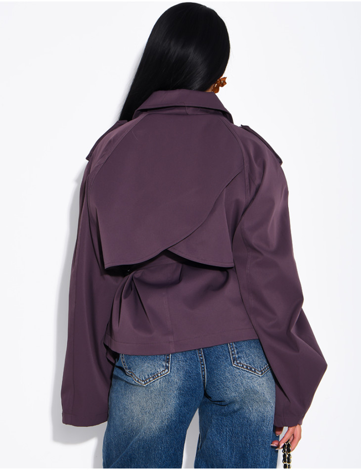 Kurzer Trenchcoat mit Stehkragen, in der Taille zu binden