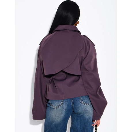 Kurzer Trenchcoat mit Stehkragen, in der Taille zu binden
