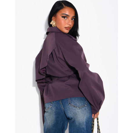 Kurzer Trenchcoat mit Stehkragen, in der Taille zu binden