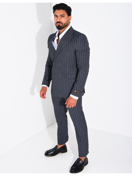2-Piece Striped Double-Breasted Suit Set