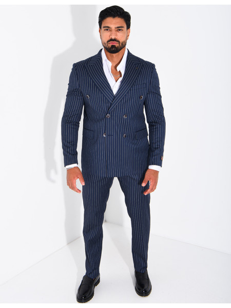 2-Piece Striped Double-Breasted Suit Set