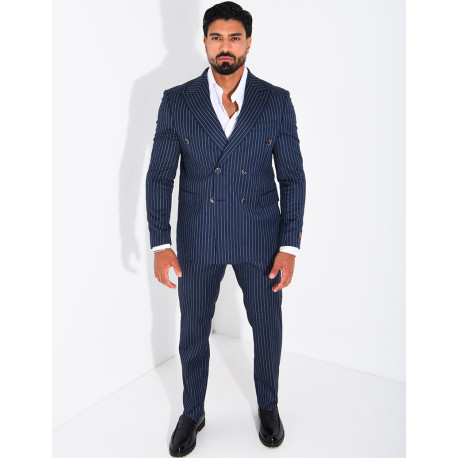 2-Piece Striped Double-Breasted Suit Set