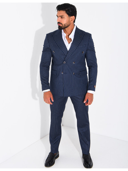 2-Piece Striped Double-Breasted Suit Set