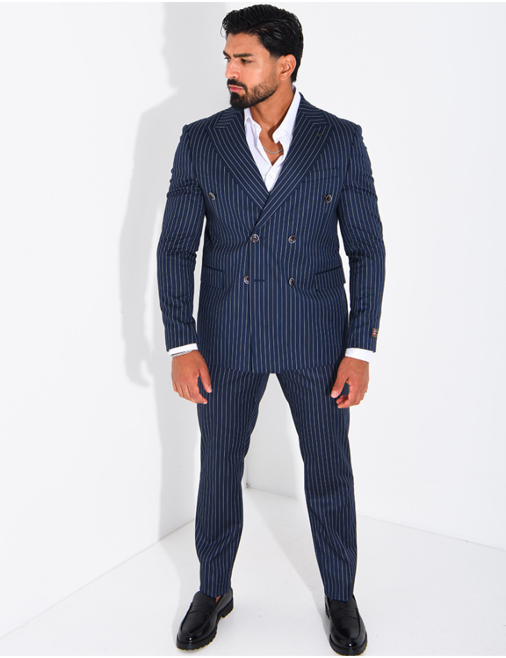 2-Piece Striped Double-Breasted Suit Set