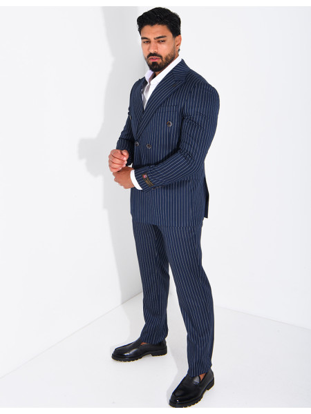 2-Piece Striped Double-Breasted Suit Set