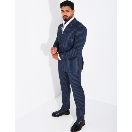 2-Piece Striped Double-Breasted Suit Set