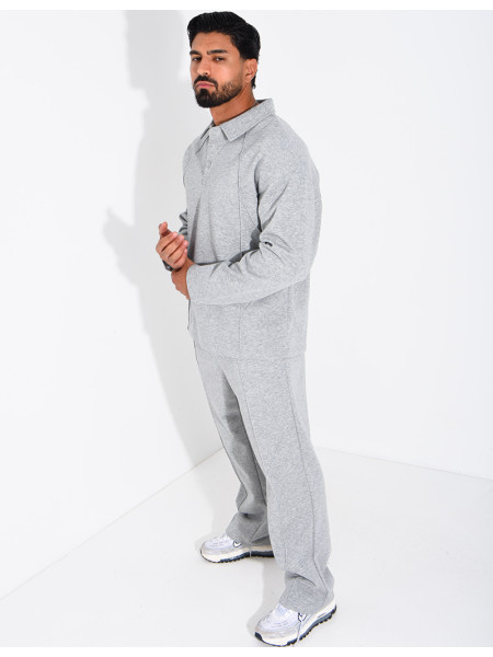 Set aus einem Oversize-Polohemd mit Knopfleiste und einer geraden Hose