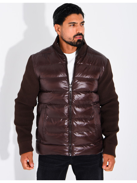 Steppjacke mit gerippten Ärmeln
