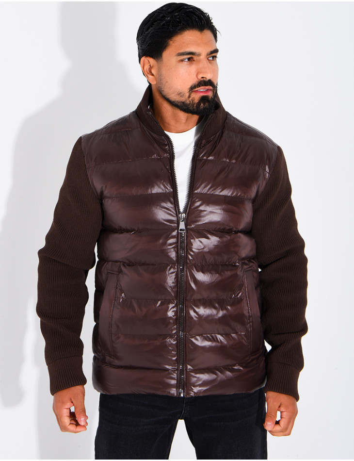 Steppjacke mit gerippten Ärmeln