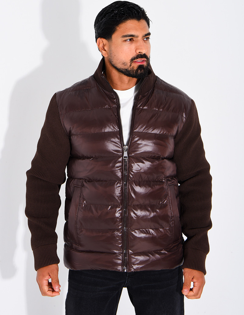 Steppjacke mit gerippten...